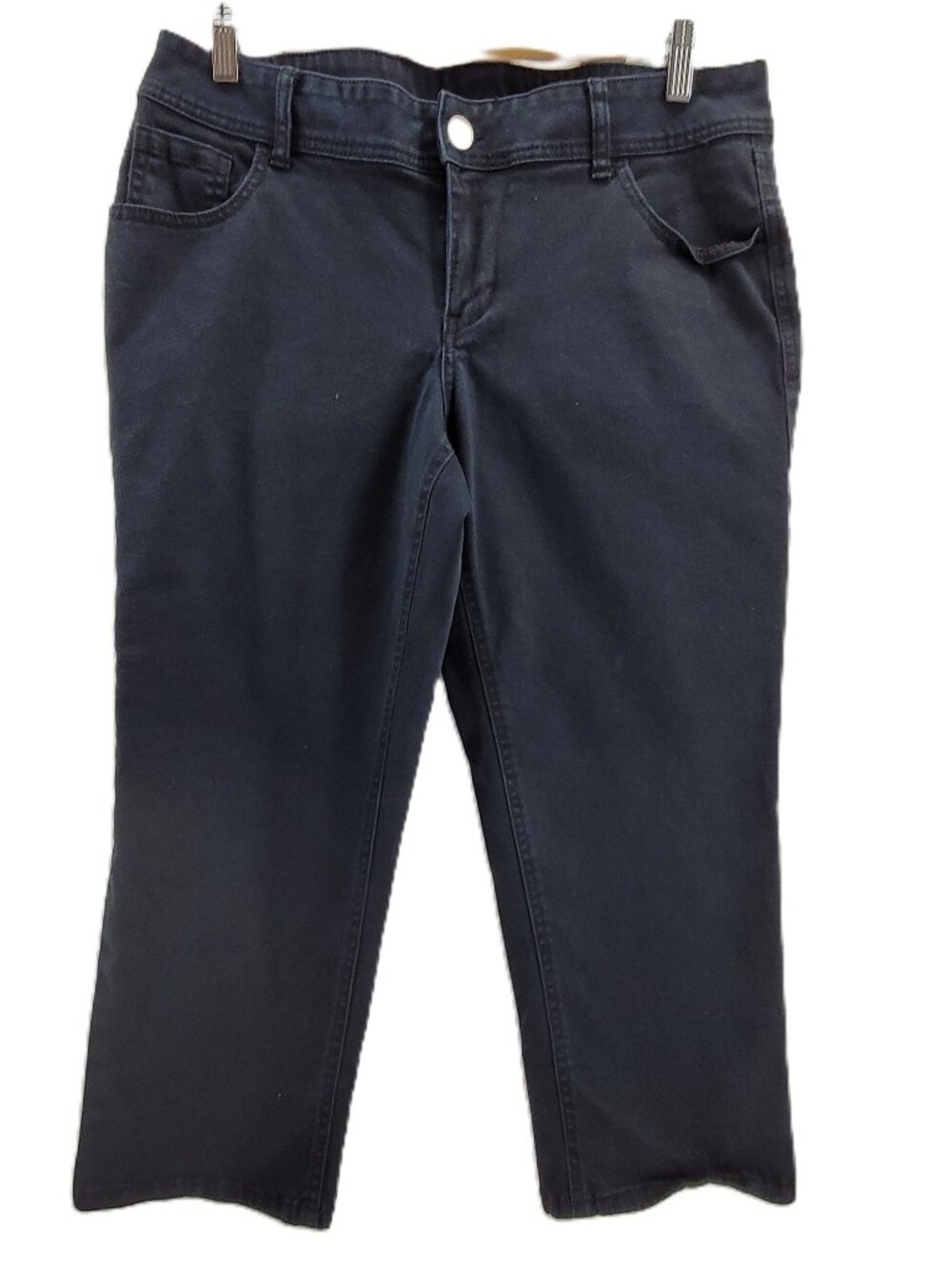 Lane Bryant Capri Pants Women's 14 Black Cotton Stretch 5 Pocket Skimmer Crop